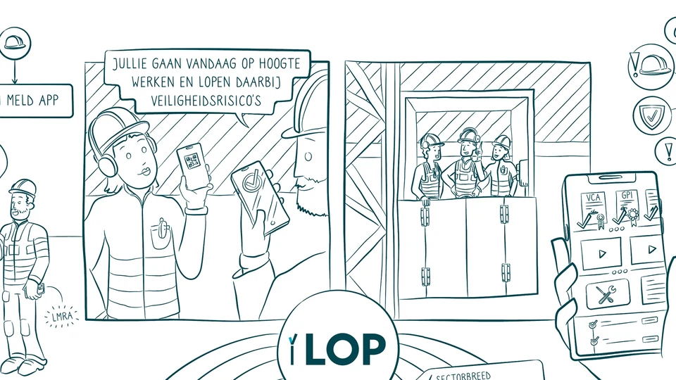 Veilig werken op de bouwplaats uitgelegd met animatie en praatplaat