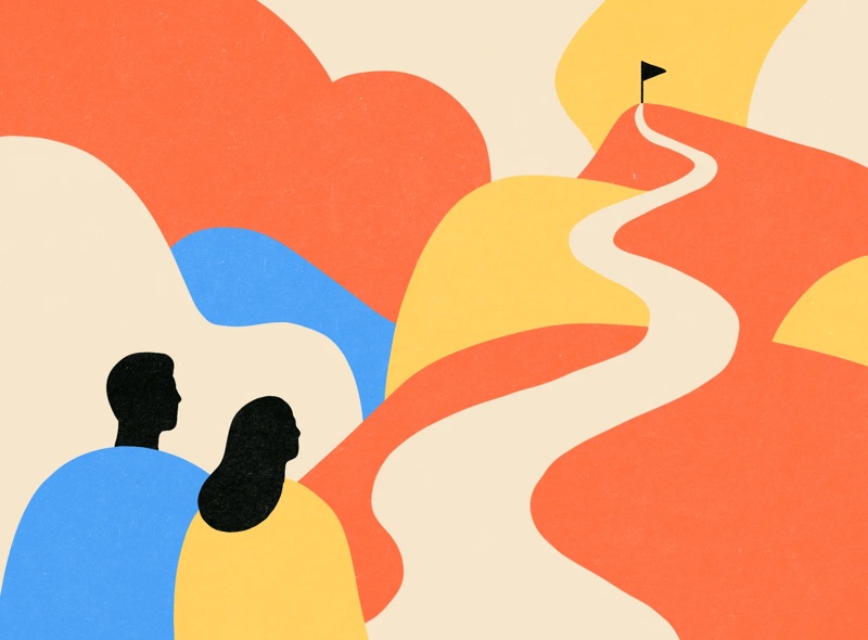 Medewerkers kijken naar een route richting een strategisch doel